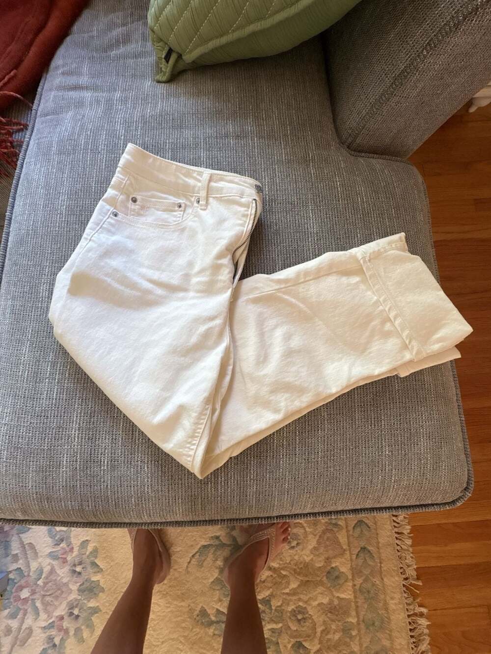 Frye White High Rise Cuffed Straight Leg Jeans Excellent condition.